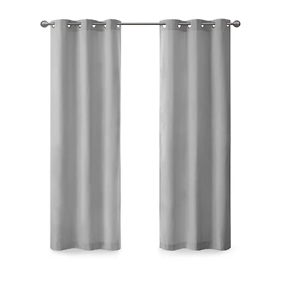 Gray Basketweave Curtain Panel Set, 84 in