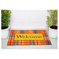 Plaid Welcome Fall Coir Doormat