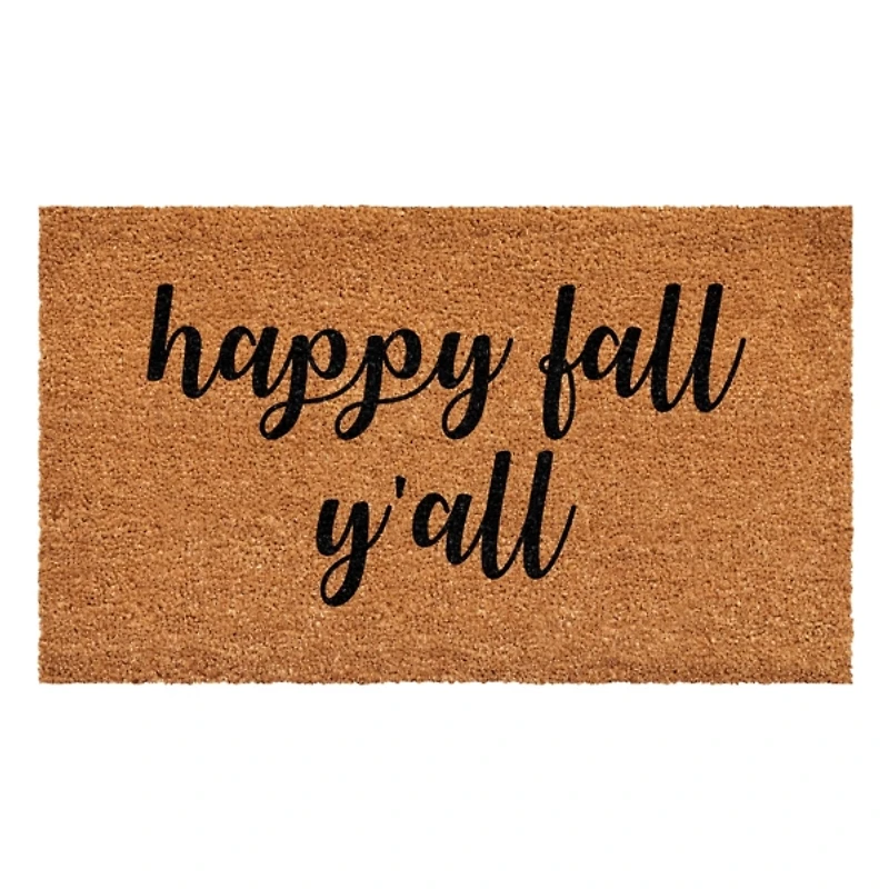 Cursive Happy Fall Y'all Coir Doormat, 24x36