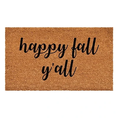 Cursive Happy Fall Y'all Coir Doormat, 24x36