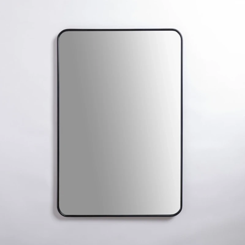 Black Nouveau Linear Curved Corner Mirror