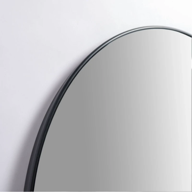 Black Nouveau Linear Round Mirror