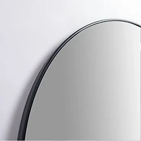 Black Nouveau Linear Round Mirror