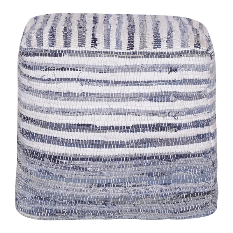 Chambray Woven Stripe Cotton Pouf