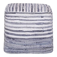 Chambray Woven Stripe Cotton Pouf