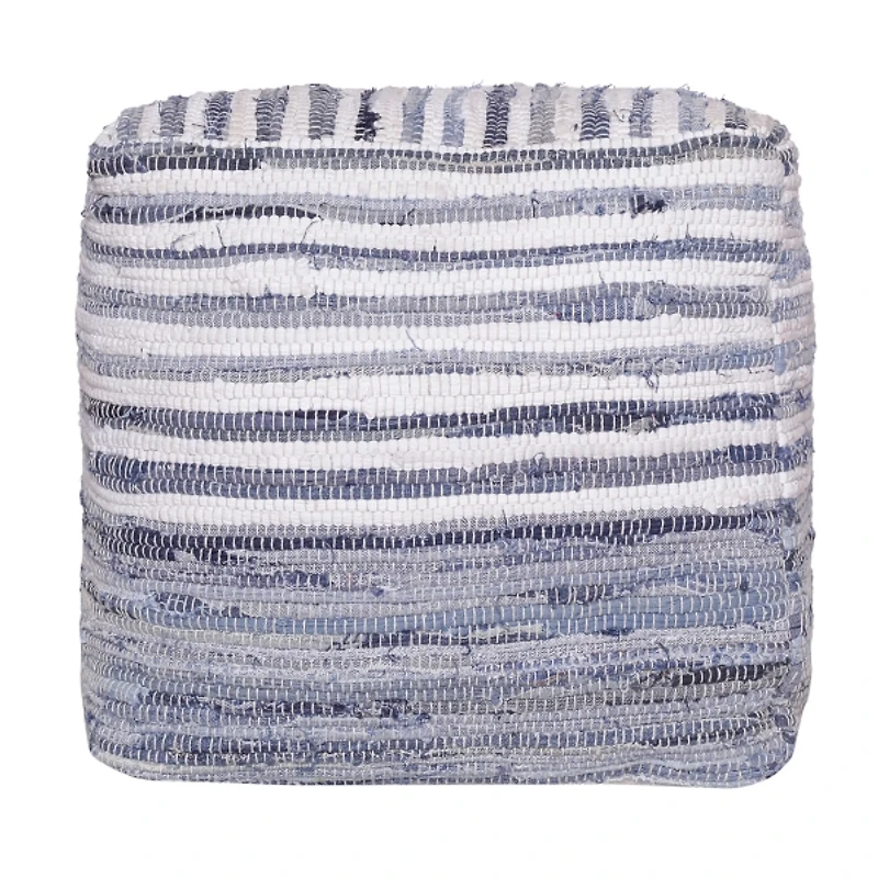 Chambray Woven Stripe Cotton Pouf