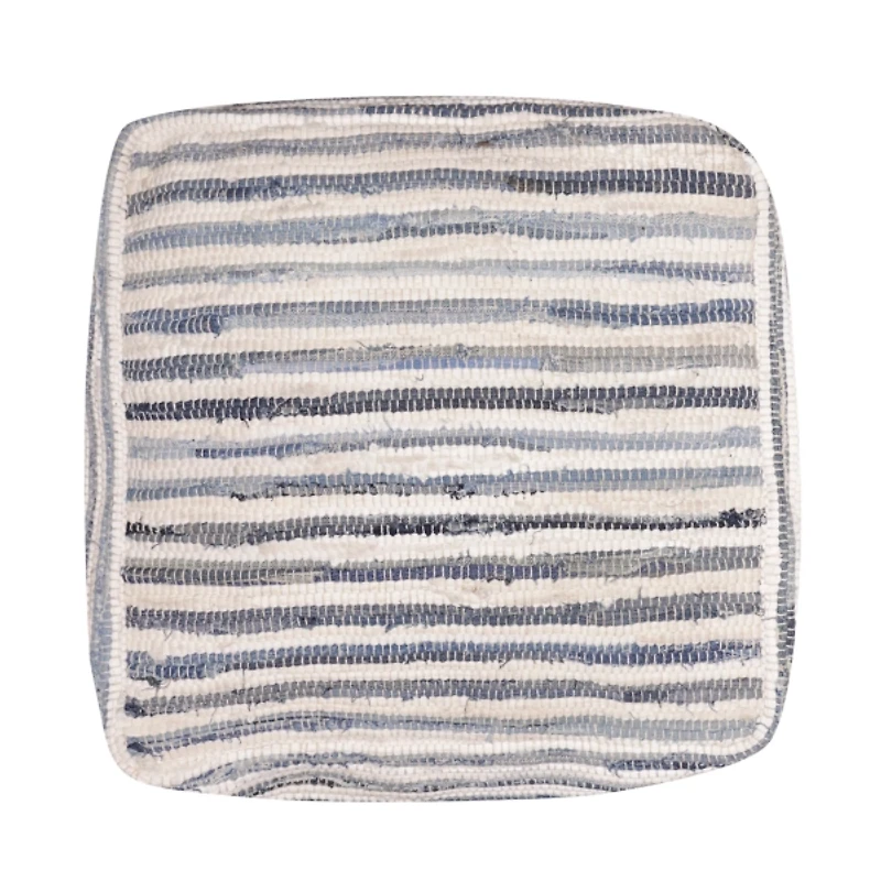 Chambray Woven Stripe Cotton Pouf