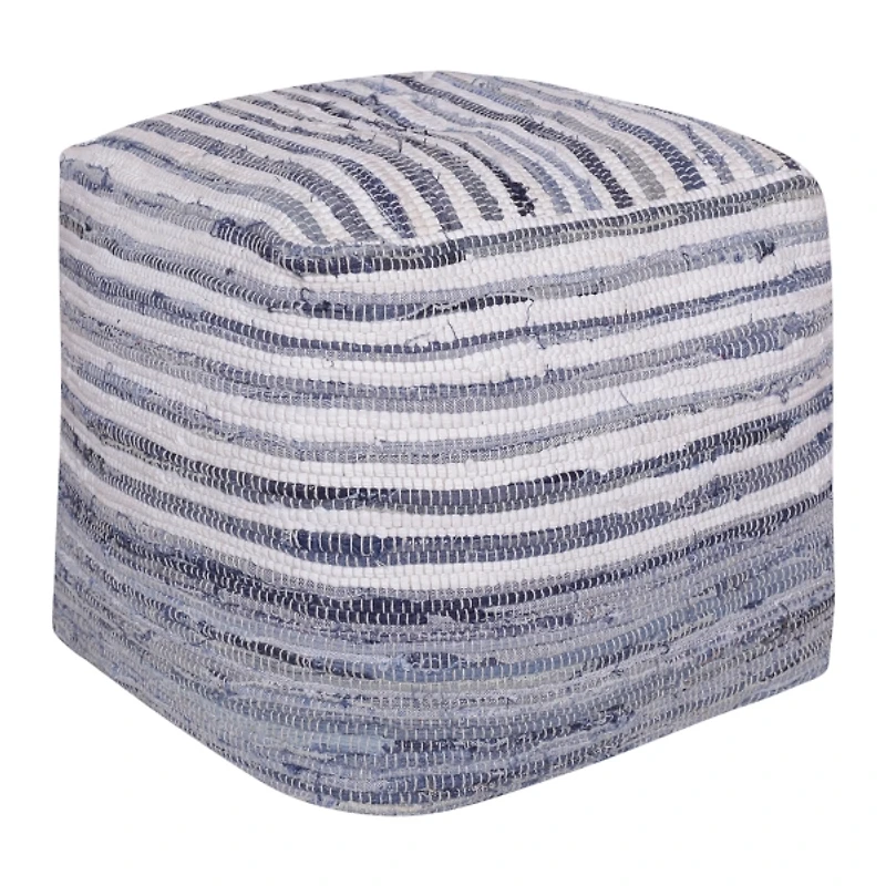 Chambray Woven Stripe Cotton Pouf