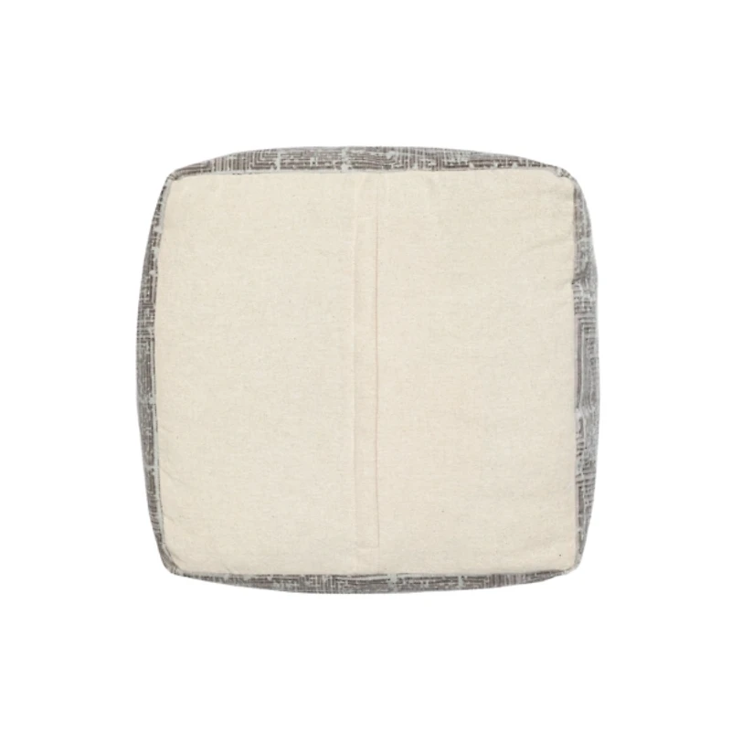 Neutral Distressed Geo Ultra-Soft Pouf