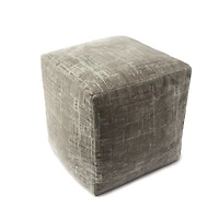Neutral Distressed Geo Ultra-Soft Pouf