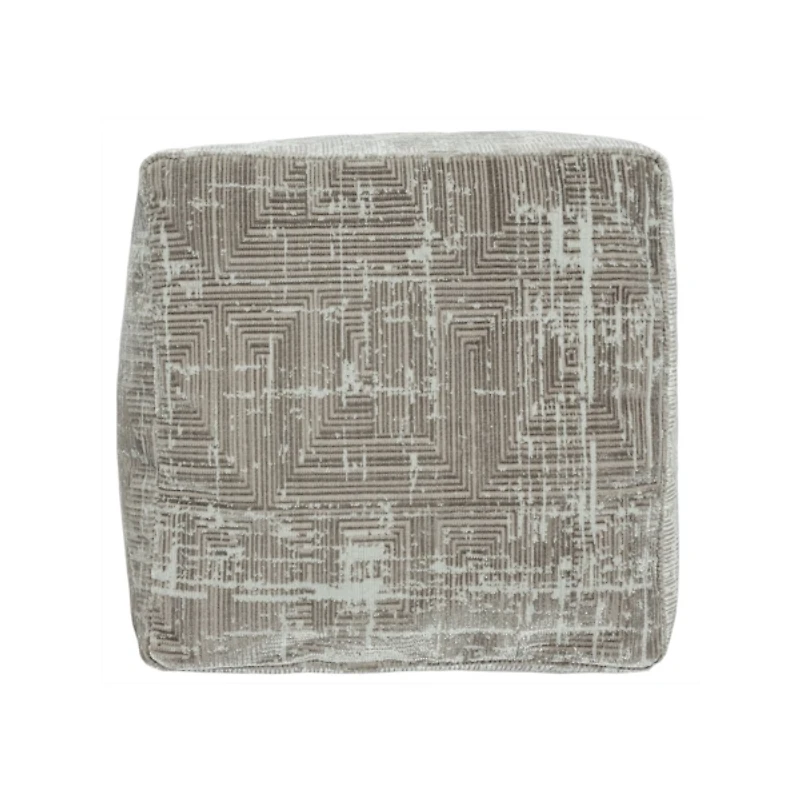 Neutral Distressed Geo Ultra-Soft Pouf