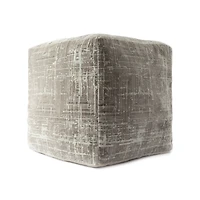 Neutral Distressed Geo Ultra-Soft Pouf