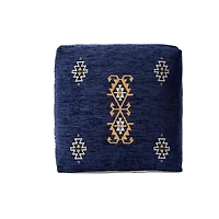 Navy Turkish Motifs Ultra-Soft Pouf