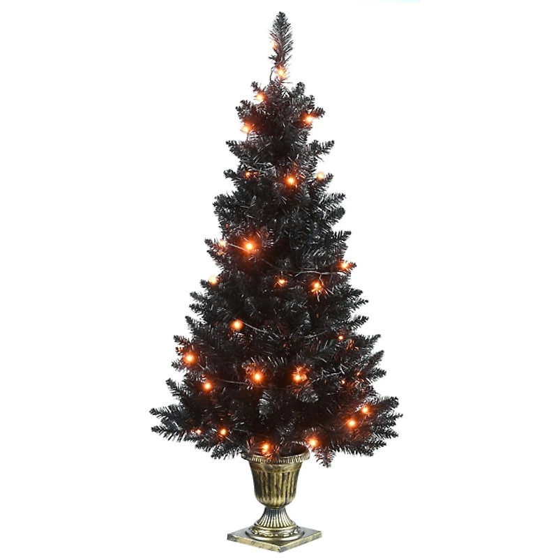 Pre-Lit Black Halloween Tree in Urn