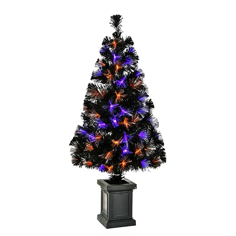 Pre-Lit Fiber Optic Halloween Tree in Planter