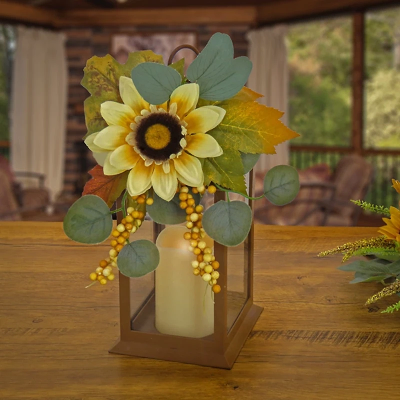 LED Sunflower and Eucalyptus Lantern