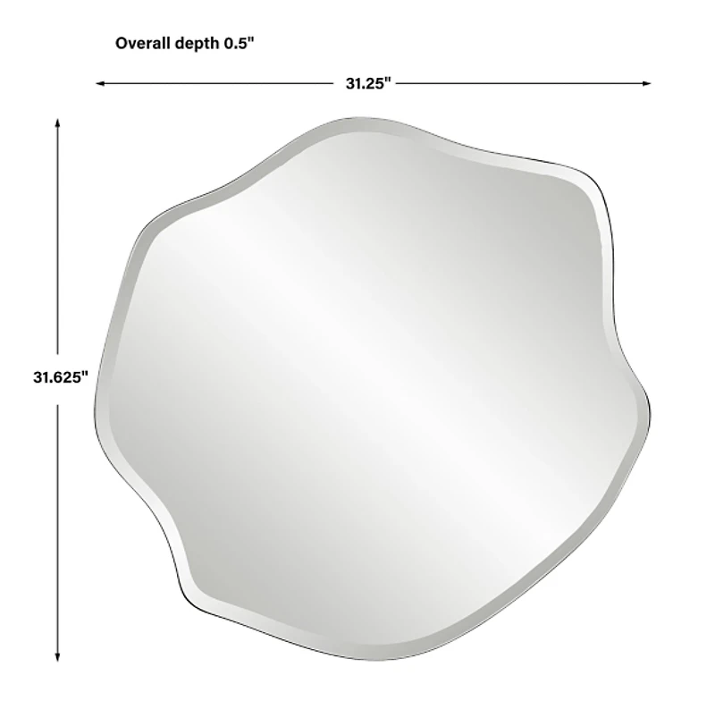 Frameless Beveled Wavy Wall Mirror