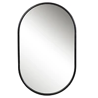 Satin Black Iron Oval Framed Wall Mirror