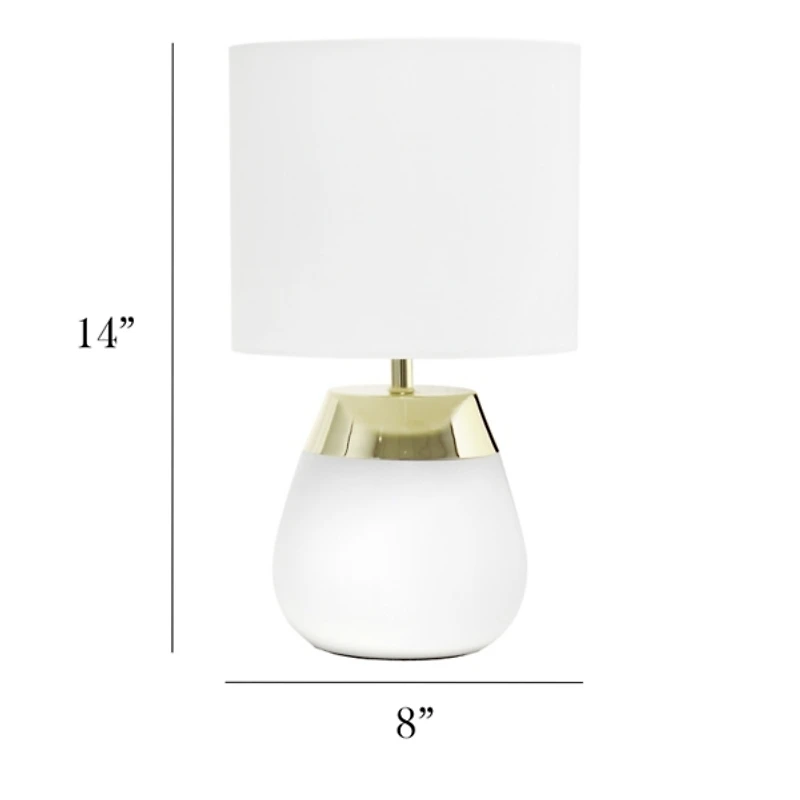 White and Metallic Gold 4-Touch Table Lamp