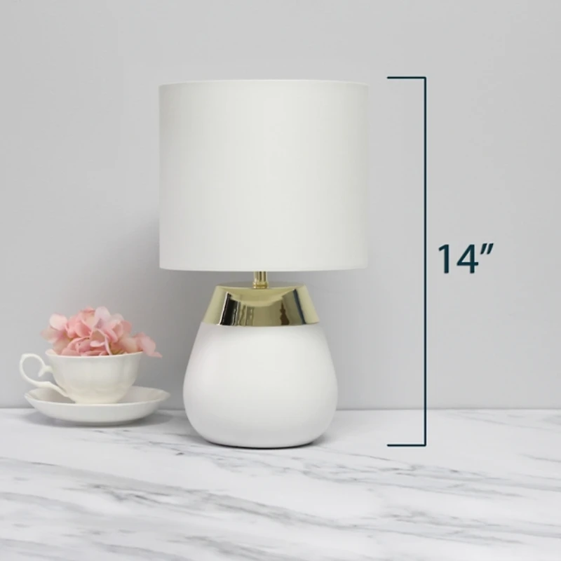 White and Metallic Gold 4-Touch Table Lamp