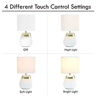 White and Metallic Gold 4-Touch Table Lamp