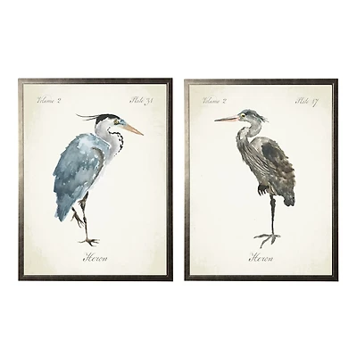 Watercolor Herons Framed Art Prints, Set of 2