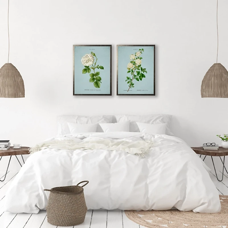 Blue Floral Diagram II Framed Art Prints, Set of 2