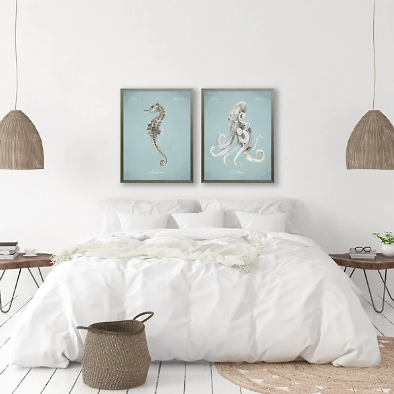 Octopus in Blue Framed Art Print