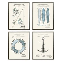 Nautical Patent Framed Art Prints, Set of 4