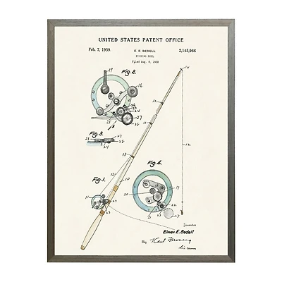 Vintage Fishing Reel Patent Framed Art Print