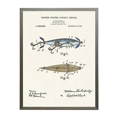 Vintage Fishing Lure Patent Framed Art Print