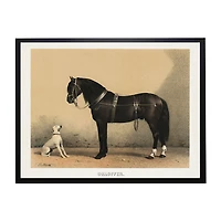 Antiqued Horse and Dog Framed Wall Art