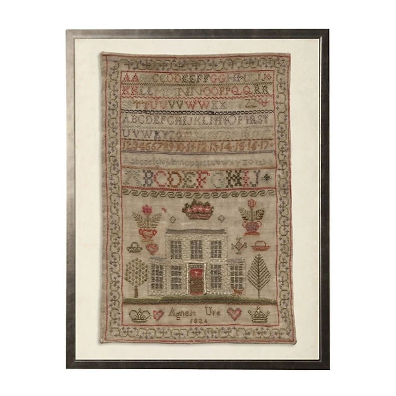 Antique Alphabet Sampler Framed Wall Art