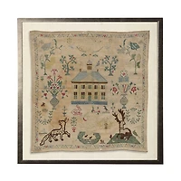 Antique Folk Sampler Framed Wall Art