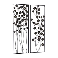 Black Metal Floral Wall Plaques, Set of 2