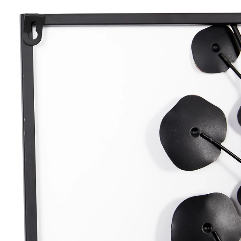 Black Metal Floral Wall Plaques, Set of 2