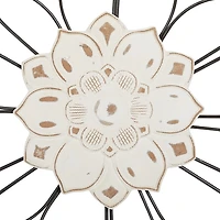 Black Metal and Wood Floral Wall Plaques, Set of 2