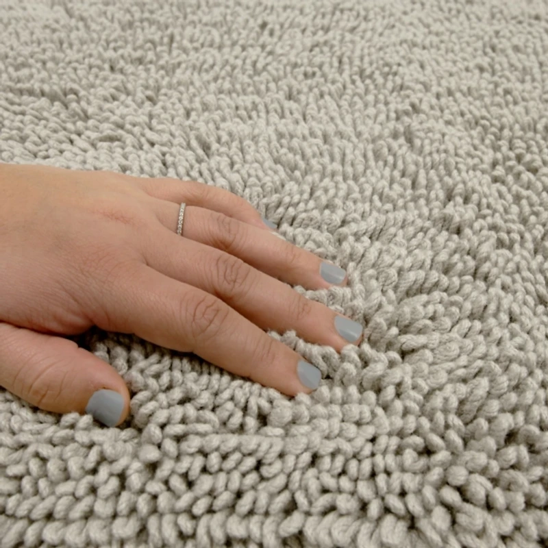 High Pile Silver Cotton Non-Skid Classic Bath Mat