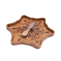 Wood Snowflake Serving Board with Spreader