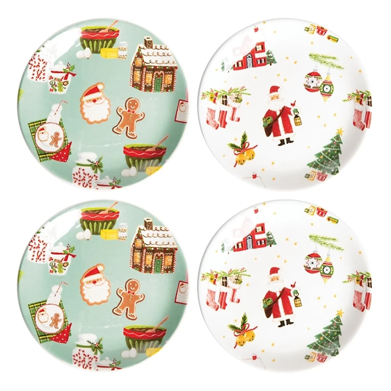 Christmas Cookies Ceramic Plates, Set of 4