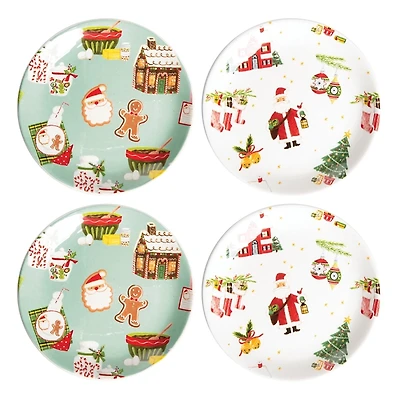 Christmas Cookies Ceramic Plates, Set of 4