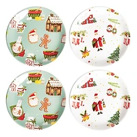 Christmas Cookies Ceramic Plates, Set of 4