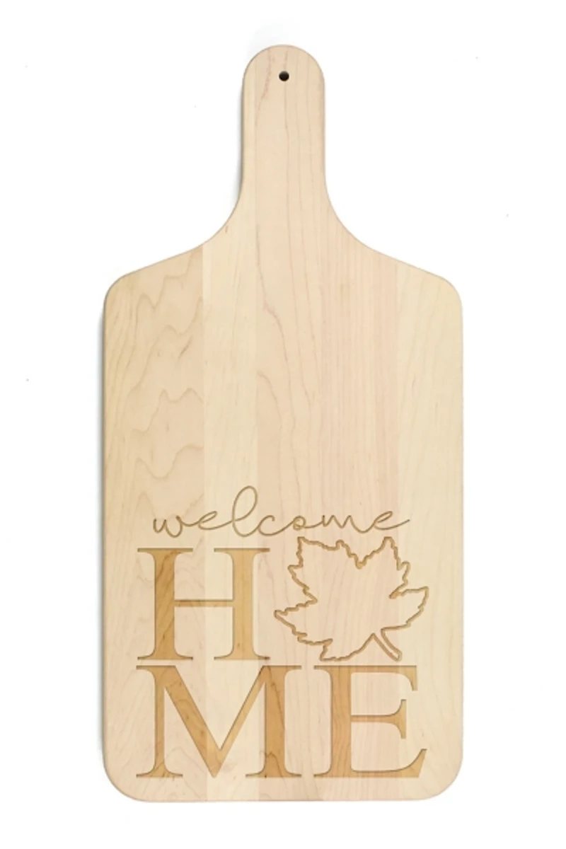 Maple Wood Welcome Home Leaf Cutting Board