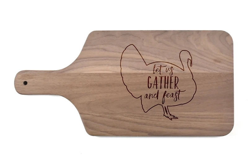 Walnut Wood Let Us Gather & Feast Cutting Board