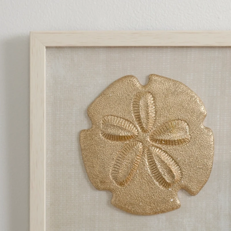 Ivory and Gold Shell Shadow Wall Plaques, Set of 3