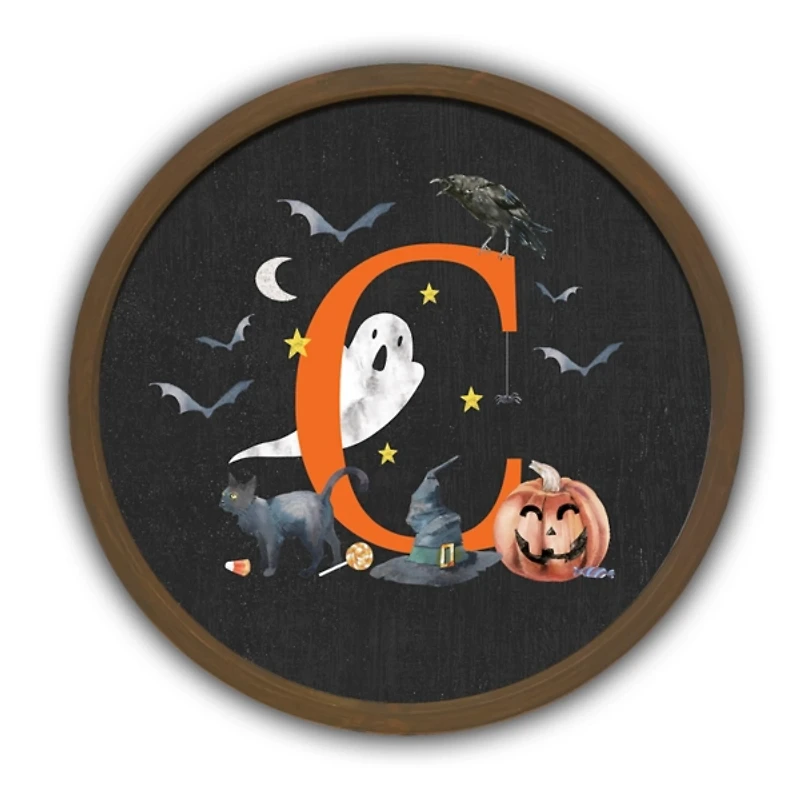 Halloween Monogram C Brown Framed Wall Plaque