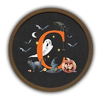 Halloween Monogram C Brown Framed Wall Plaque