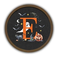 Halloween Monogram E Brown Framed Wall Plaque