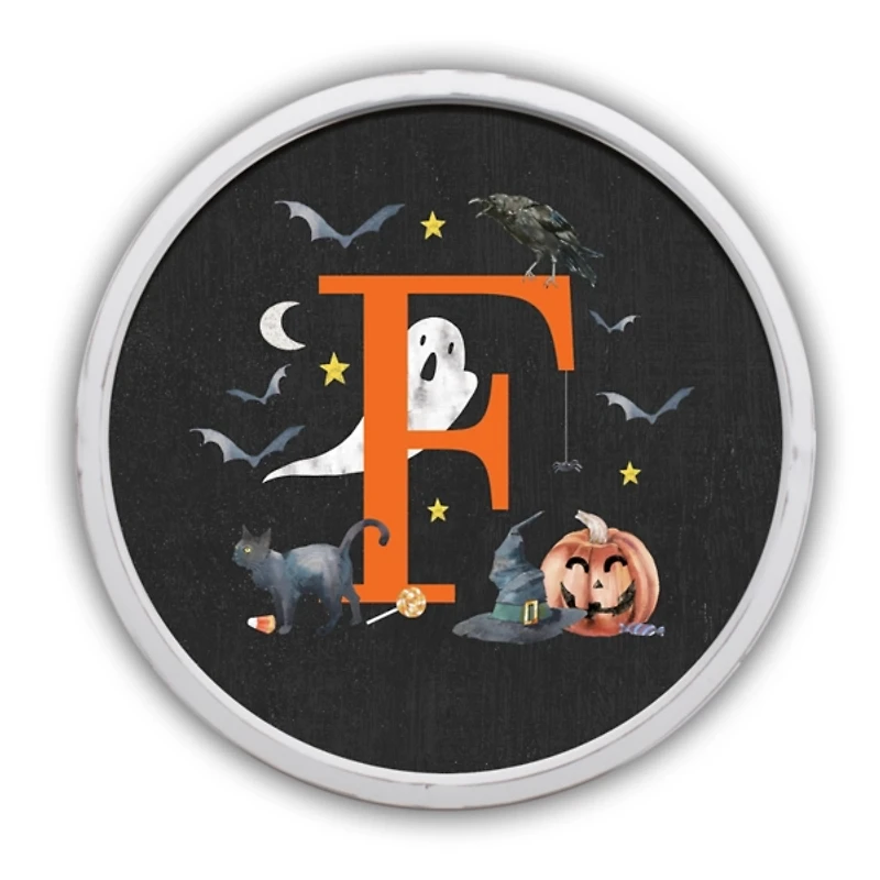 Halloween Monogram F White Framed Wall Plaque