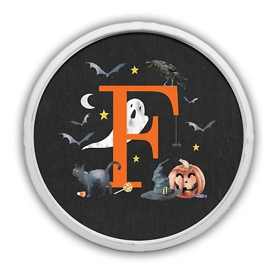 Halloween Monogram F White Framed Wall Plaque